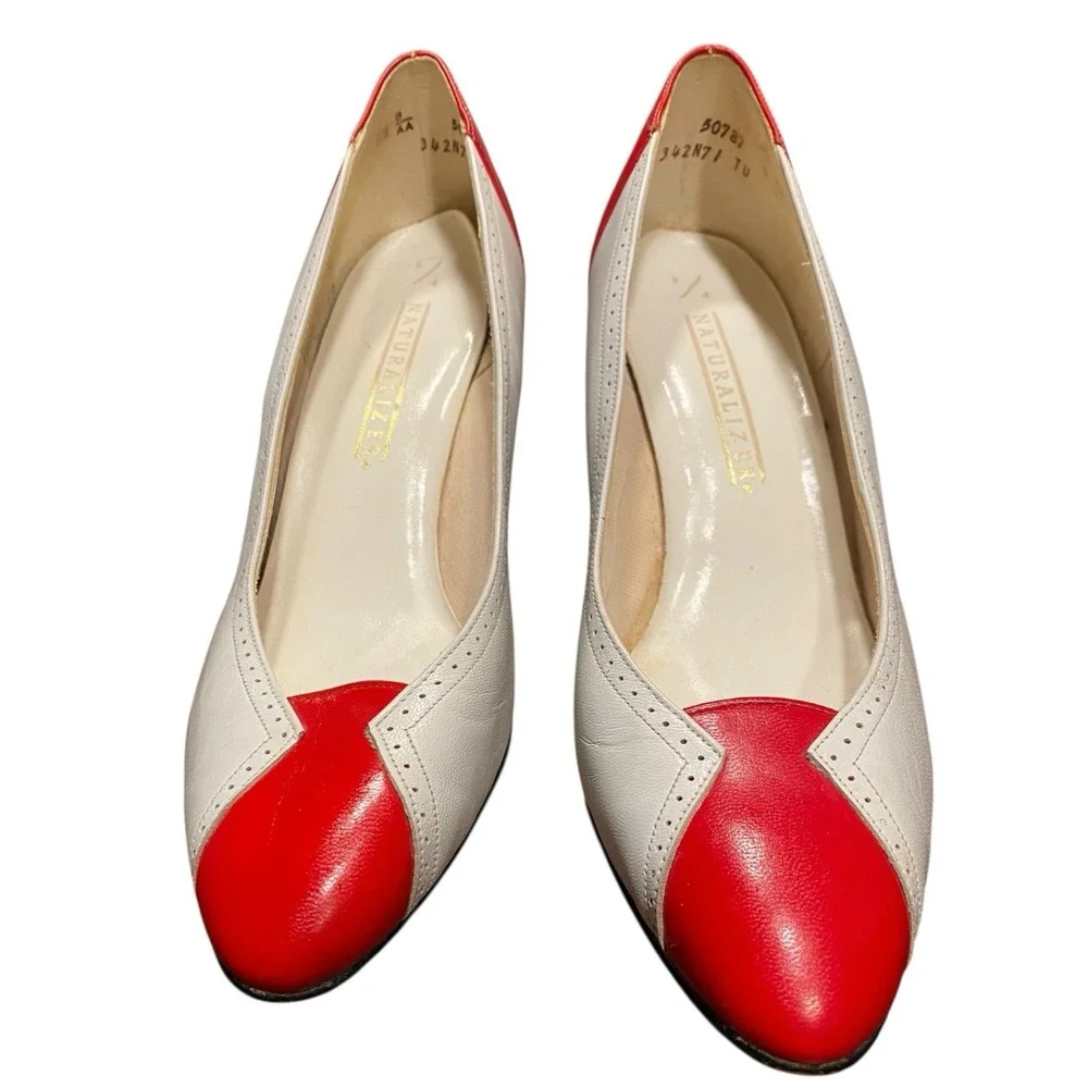 Vintage Naturalizer‎ Women's Heels Size 7.5 Red White Pump